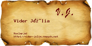 Vider Júlia névjegykártya